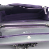 Lambskin Quilted Wallet On Chain Iridescent Purple