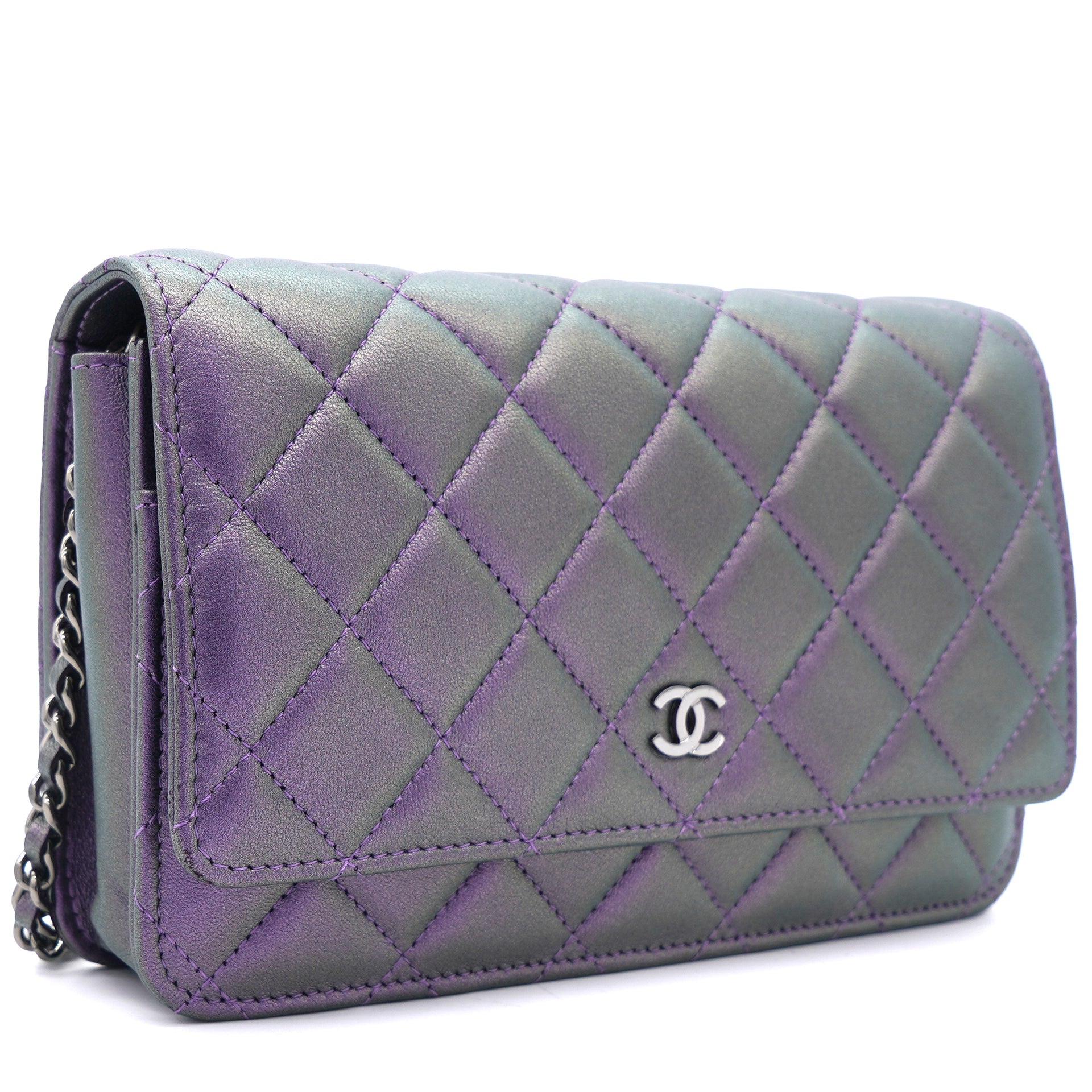 Chanel Lambskin Quilted Wallet On Chain Iridescent Purple – STYLISHTOP