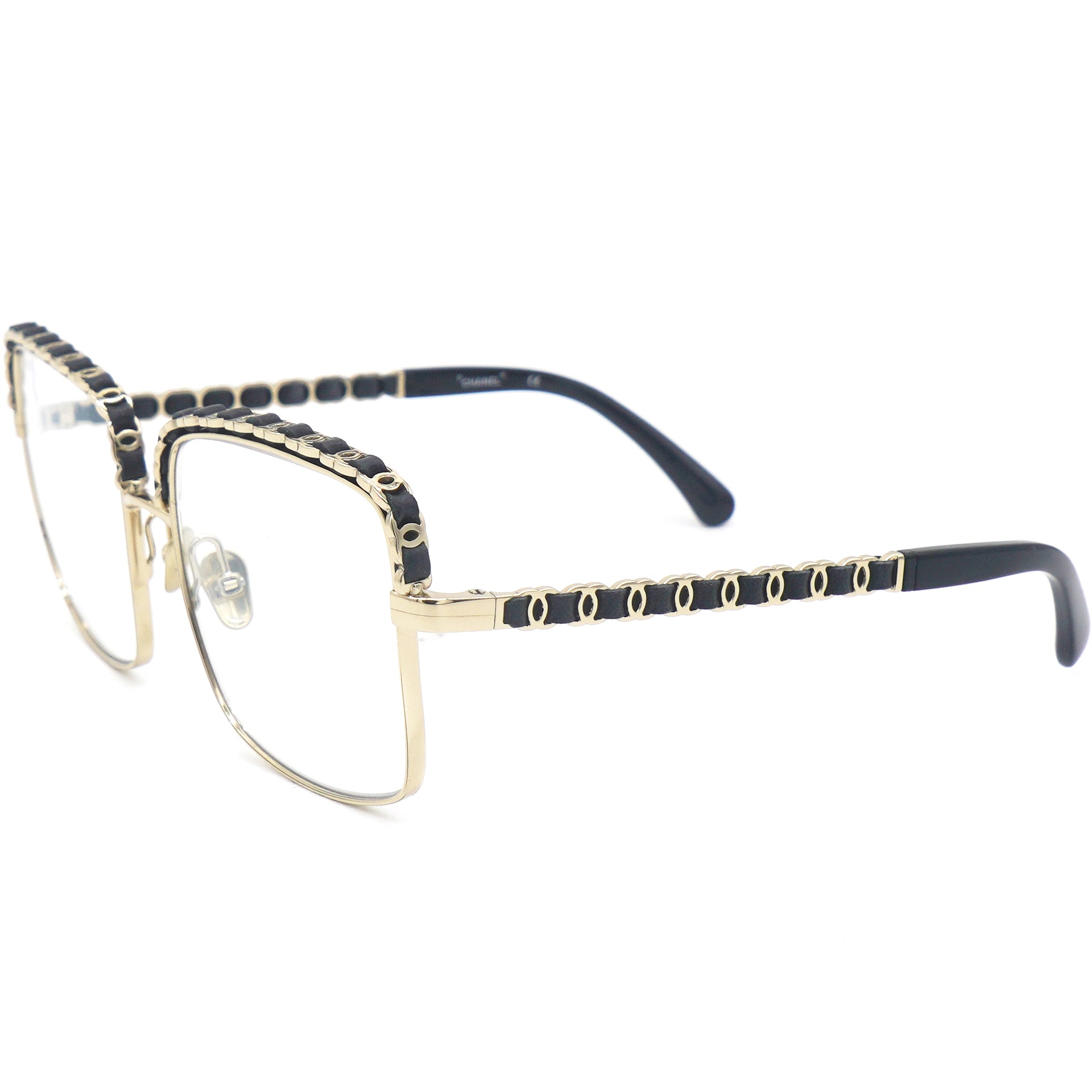 Chanel sunglasses with black textured square frame and black transparent  lenses