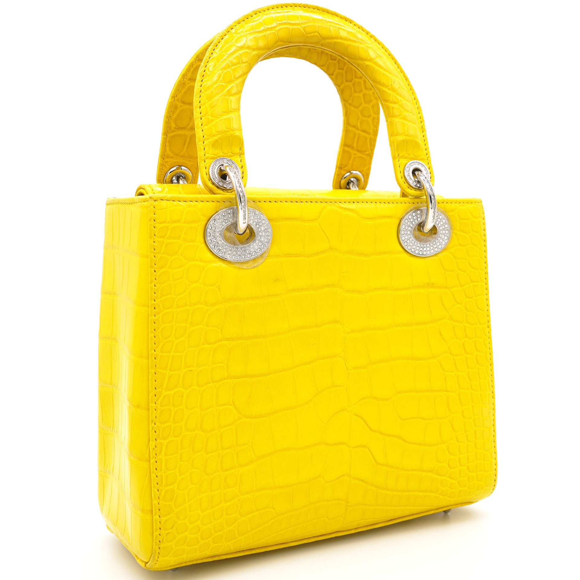 Yellow Alligator Leather Small Lady Dior Tote
