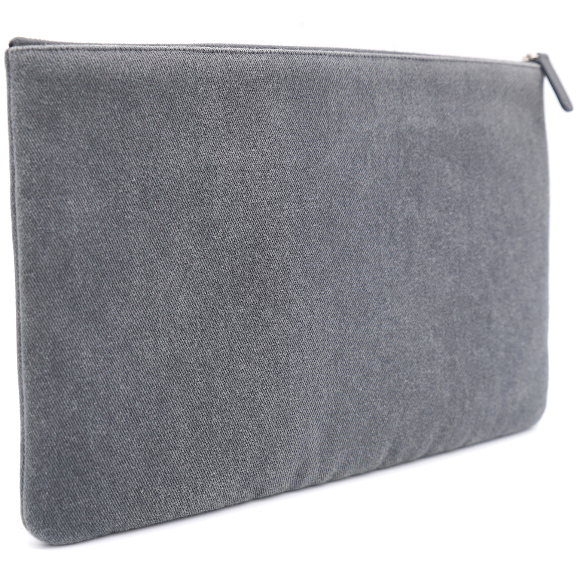Grey Denim Fabric O Case Clutch