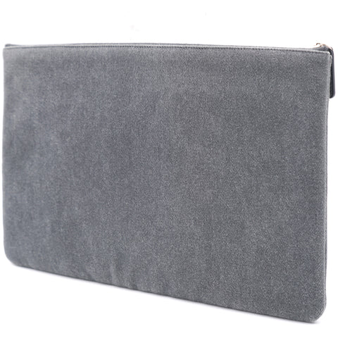 Grey Denim Fabric O Case Clutch