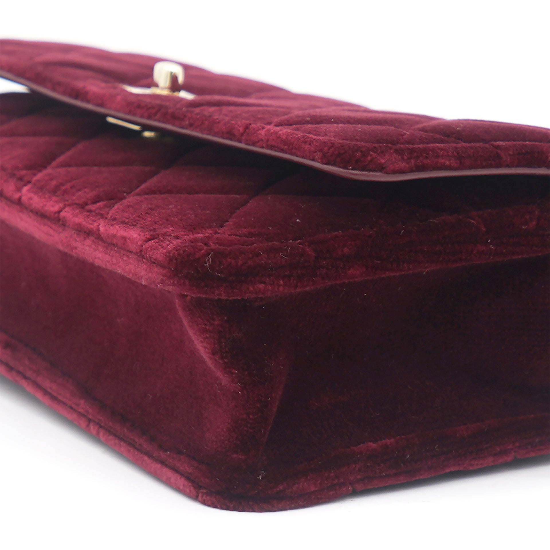 Chanel Pearl Crush Mini Square Flap Bag Purple Lambskin Antique Gold  Hardware