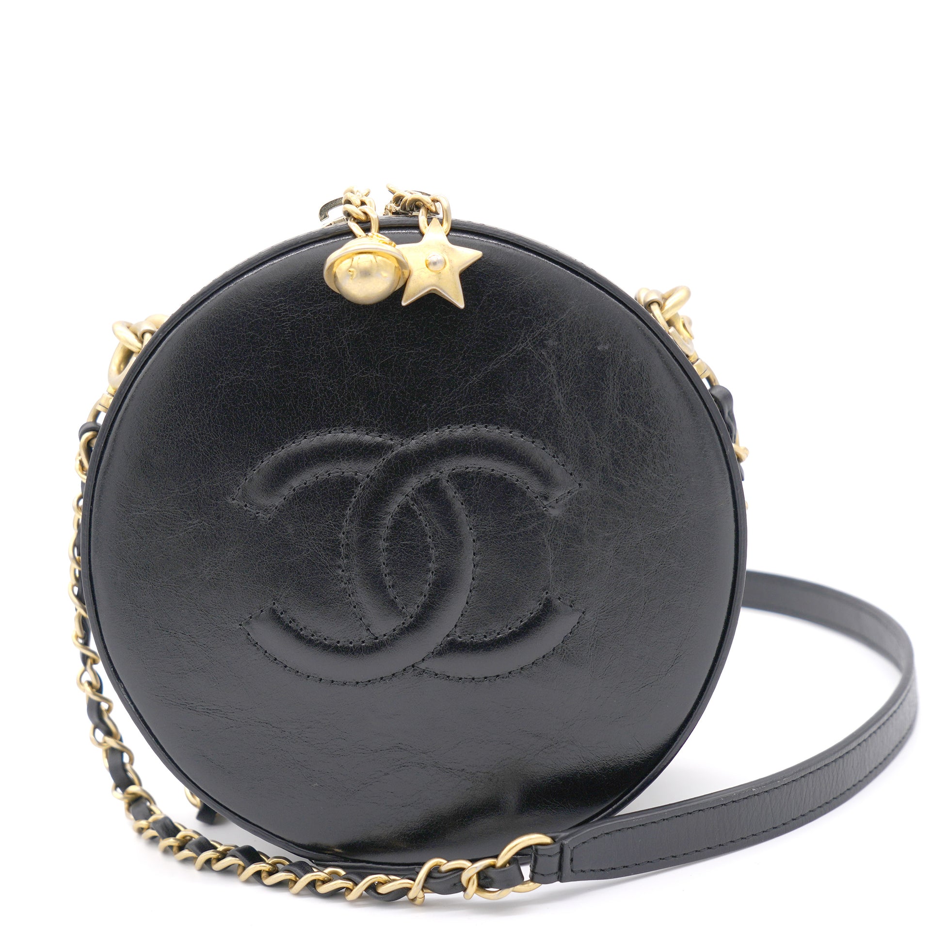 Chanel Round Clutch with Chain Black Caviar Crossbody Bag  THE PURSE AFFAIR