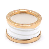 18K Rose Gold White Ceramic B.Zero1 Four-Band Ring 52