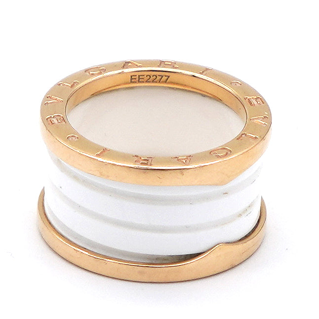 18K Rose Gold White Ceramic B.Zero1 Four-Band Ring 52