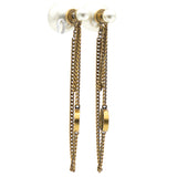 Tribales Earrings Gold-Finish Metal and White Resin Pearls
