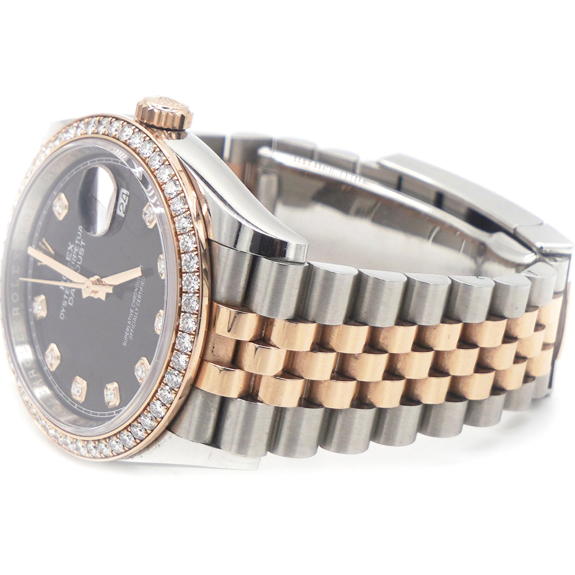 36mm Stainless Steel and Rose Gold 126281RBR Black Diamond Jubilee