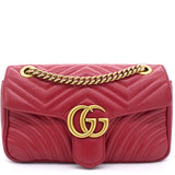 Calfskin Matelasse Small GG Marmont Shoulder Bag Red