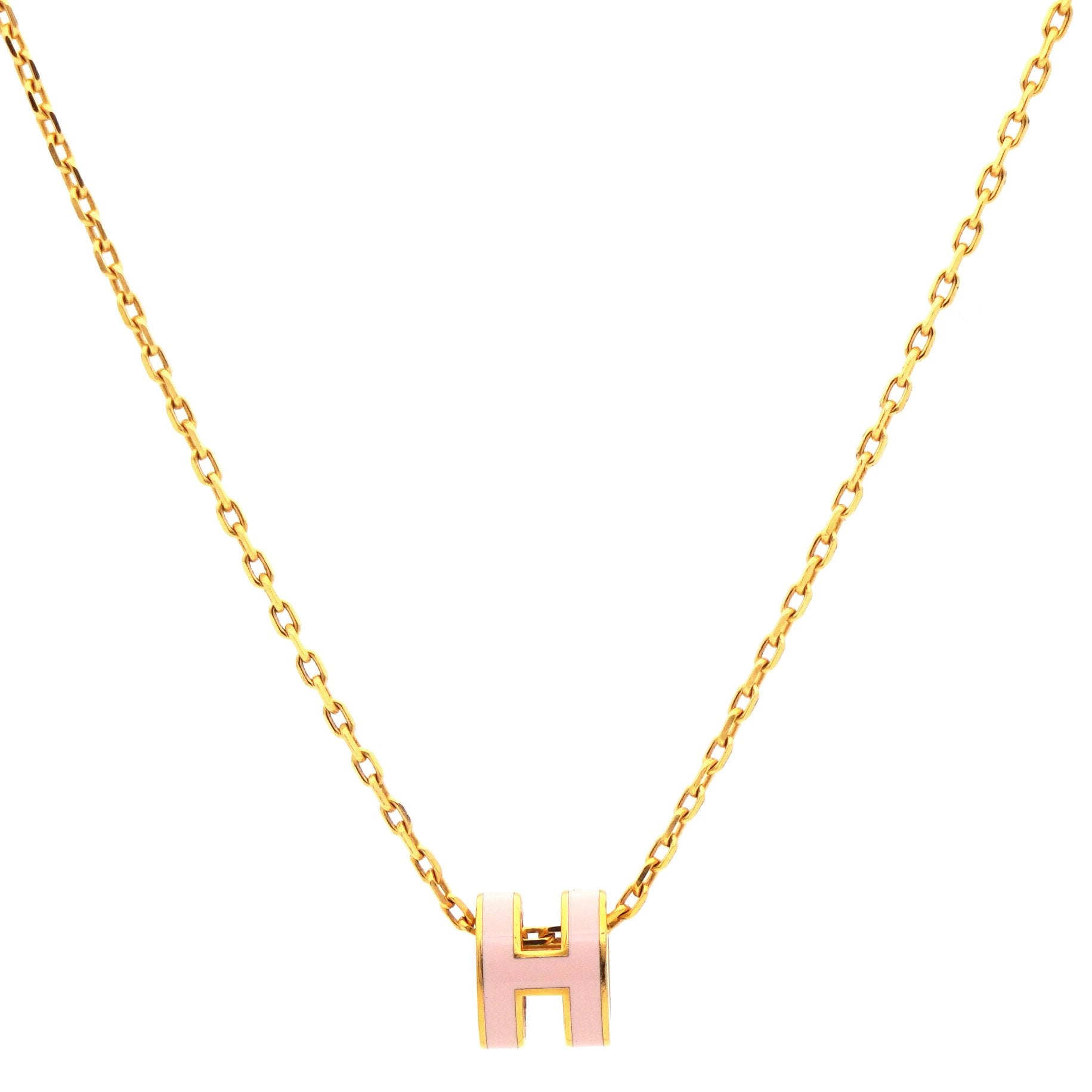 Pop H Mini Pink Lacquer Gold Plated Pendant