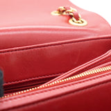 Calfskin Chevron Stitched Medium Coco Flap Bag Red