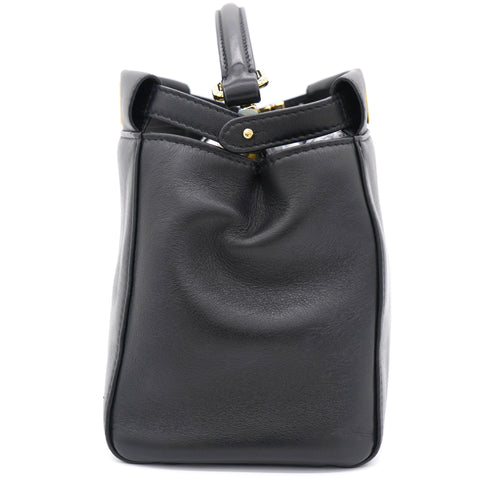 Black Leather Mini Peekaboo Top Handle Bag