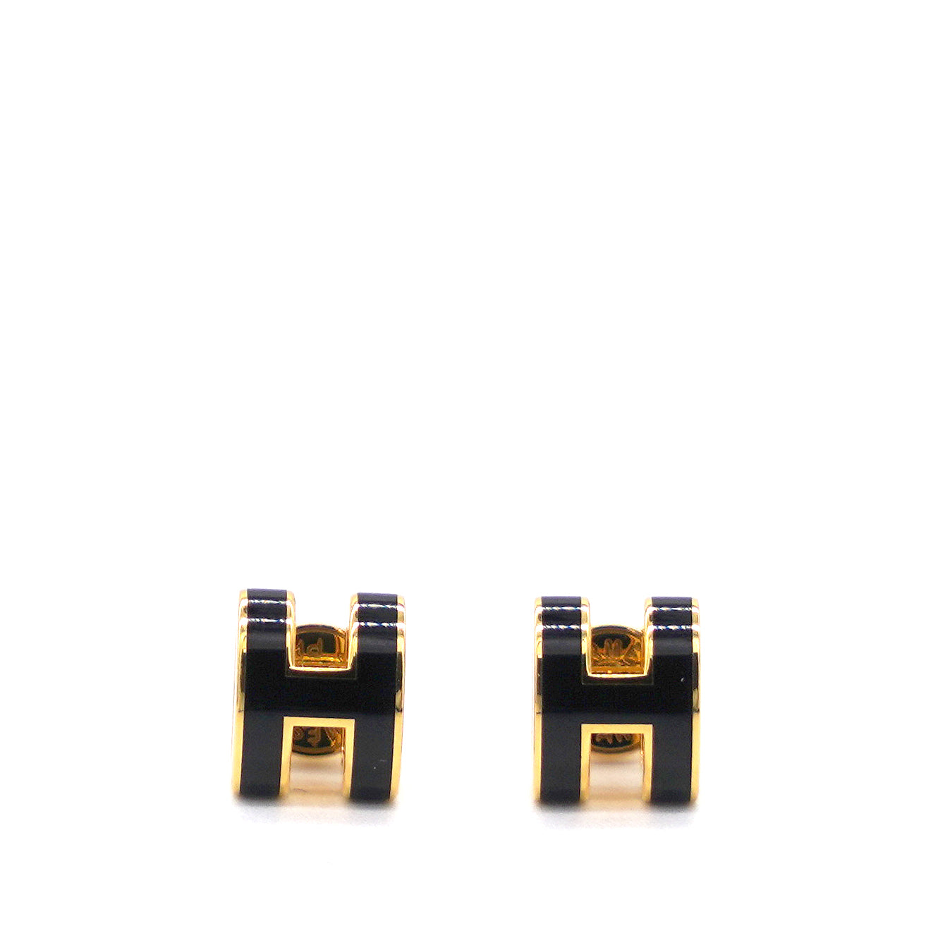 Lacquered Pop H Mini Earrings Black