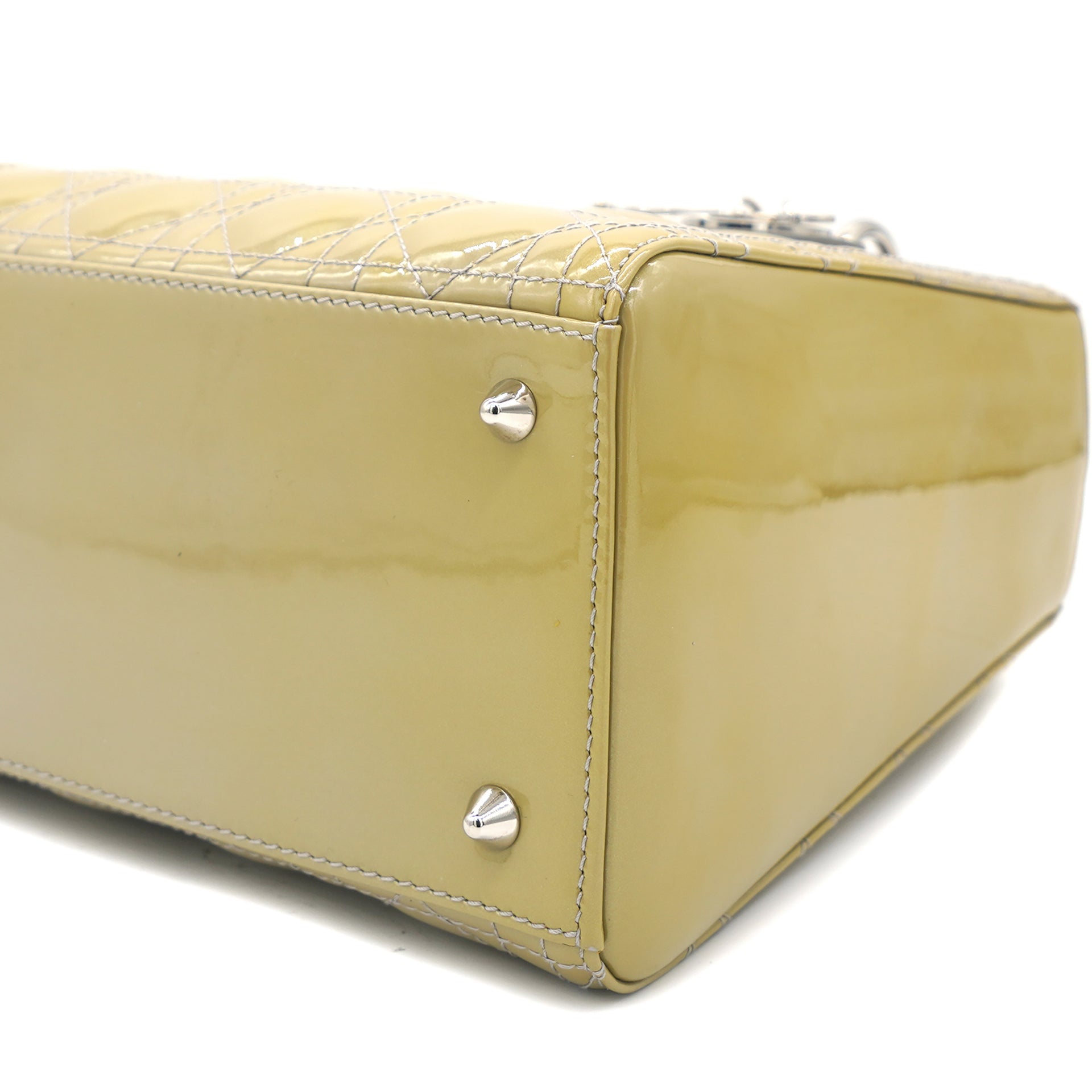 Lady Dior Medium Yellow Patent Bag