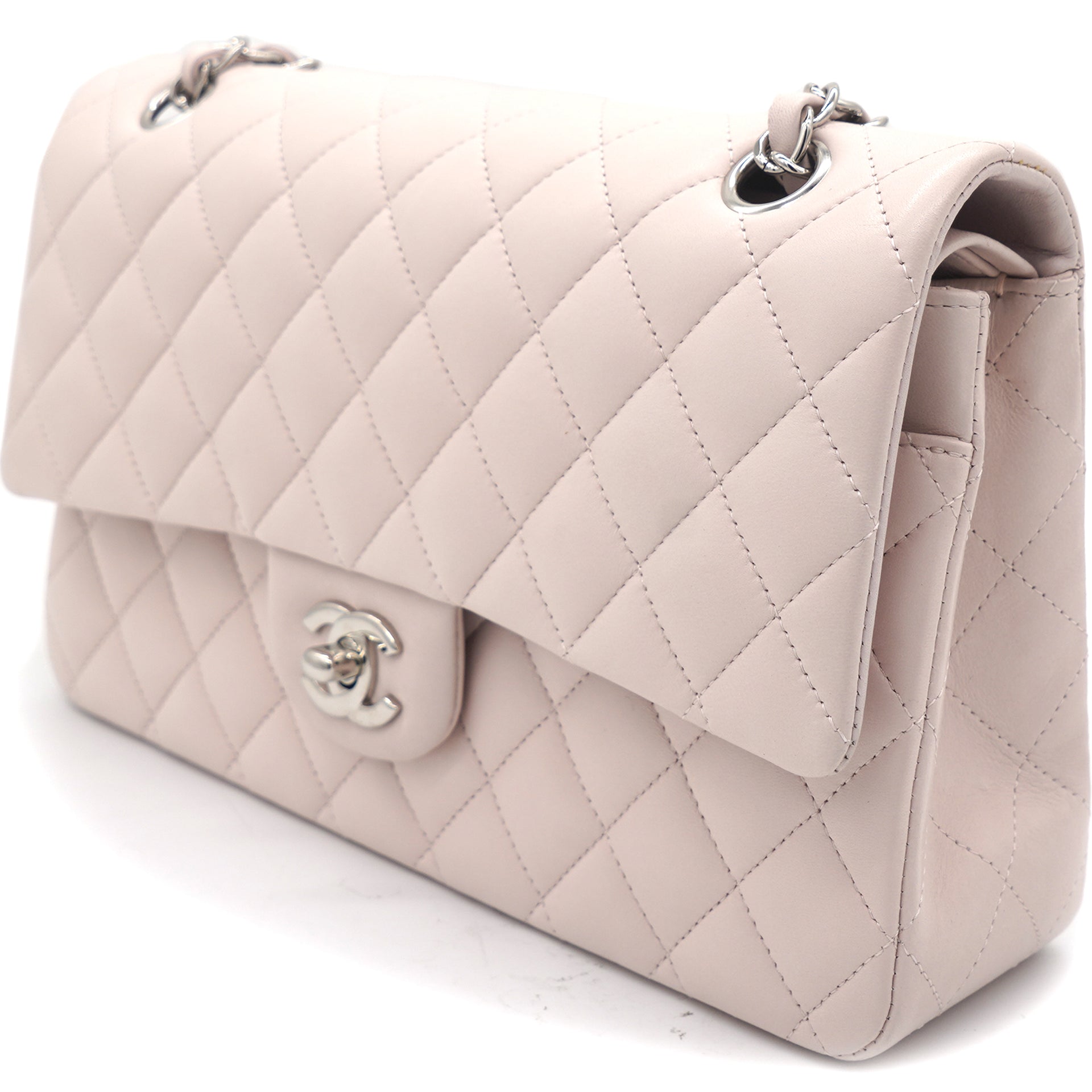 Chanel Light Pink Quilted Lambskin Leather Classic Double Flap Bag –  STYLISHTOP