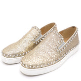 Glitter Gold Leather Pik Boat Slip On Sneakers 37.5