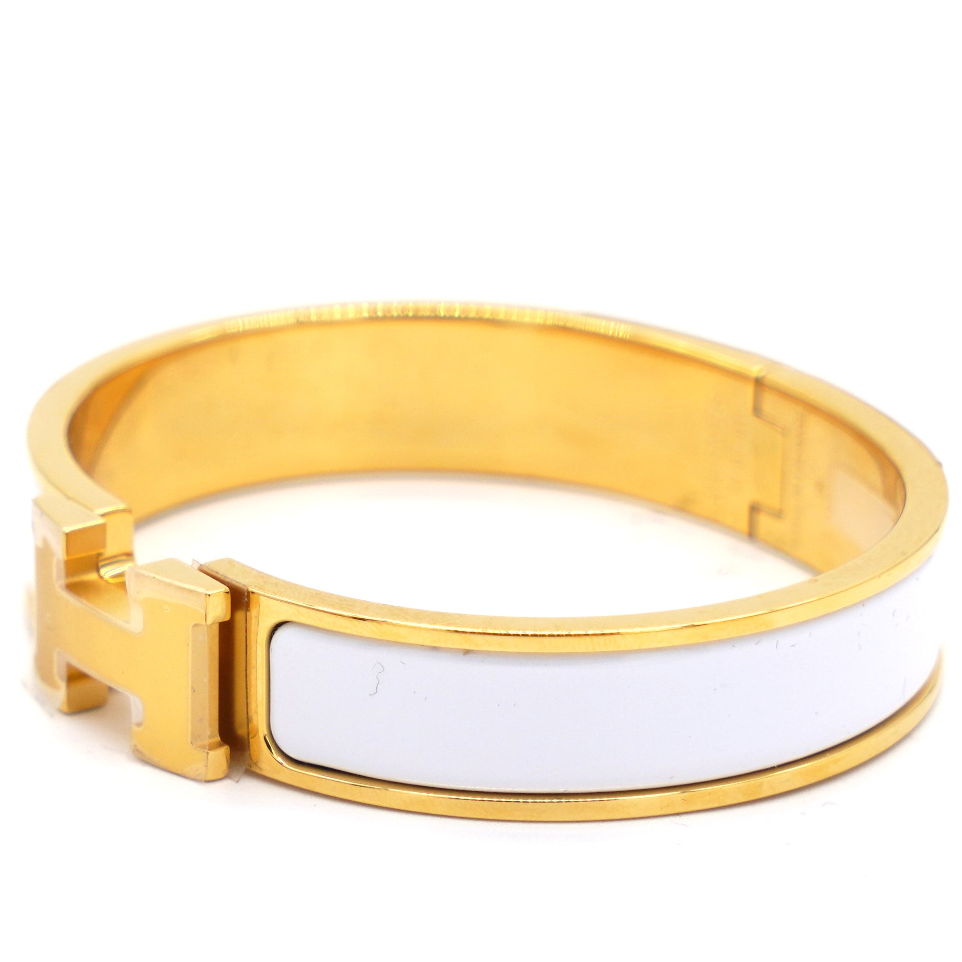 Clic Clac H White Yellow Gold Bracelet