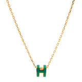 Pop H Mini Green Lacquer Yellow Gold Plated Pendant