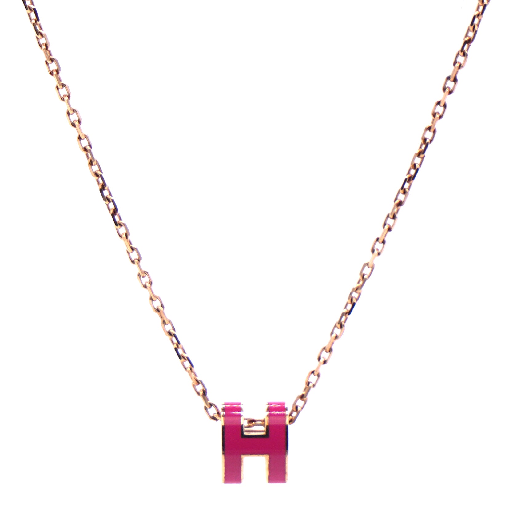 Hermes Pop H Necklace (Pink/Rose Gold)