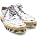 Silver Leather Lace-Up Derby Shoe 38.5