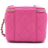 Caviar Quilted Small Vertical Coco Beauty Vanity Case With Chain Pink