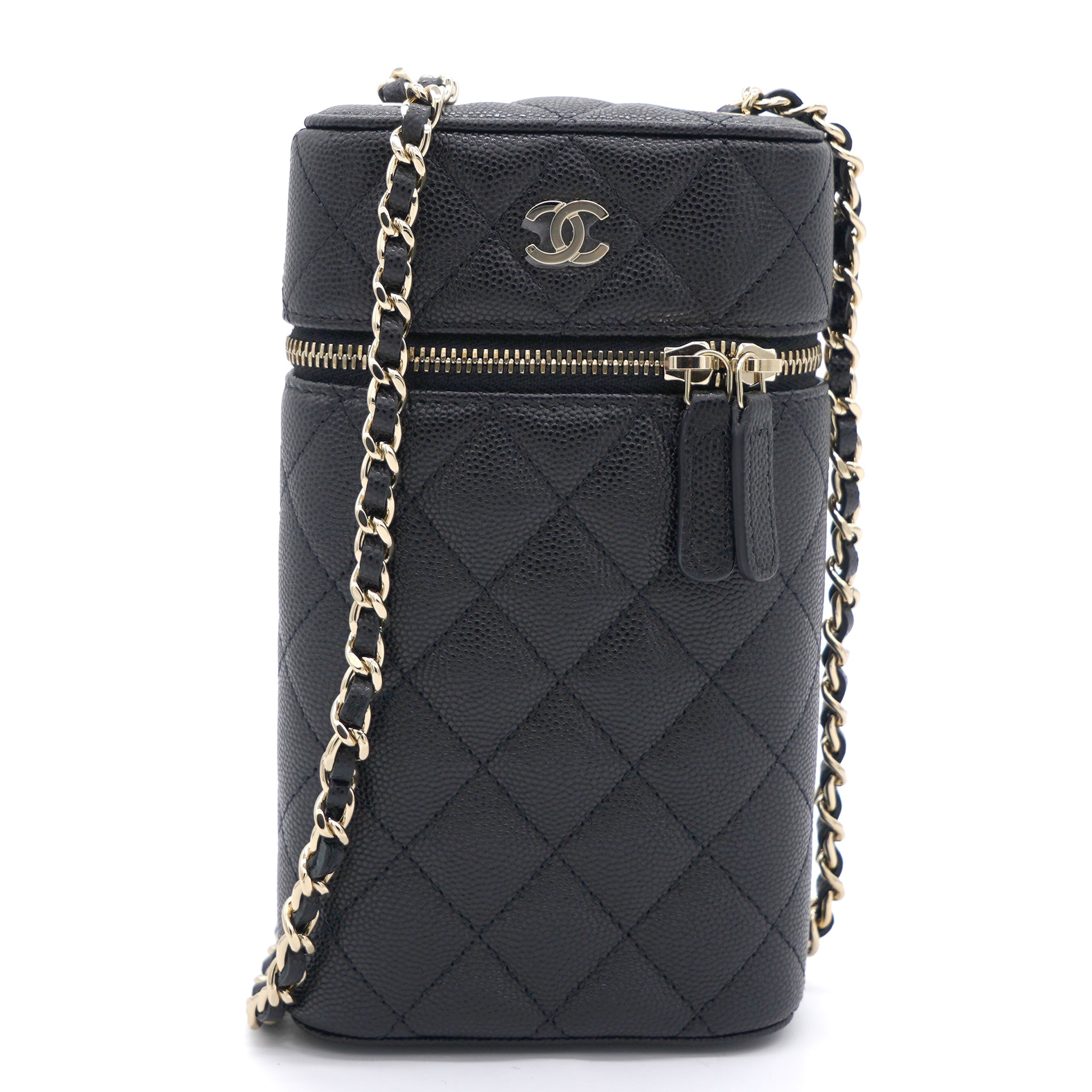 Caviar Quilted Small Vertical Vanity Case With Chain Black – STYLISHTOP