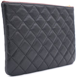 Black Quilted Caviar Leather Small O-Case Clutch