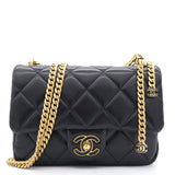 Chanel Enamel Quilted Pending CC Mini Square Lambskin Flap Bag Black Gold -  NOBLEMARS