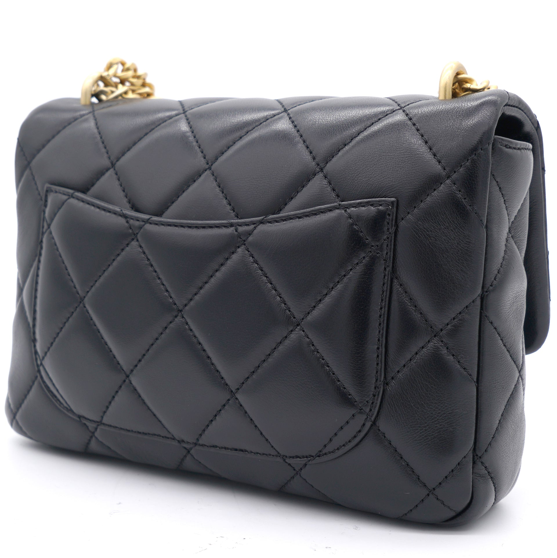Chanel Lambskin Enamel Quilted Pending CC Mini Square Flap Black –  STYLISHTOP