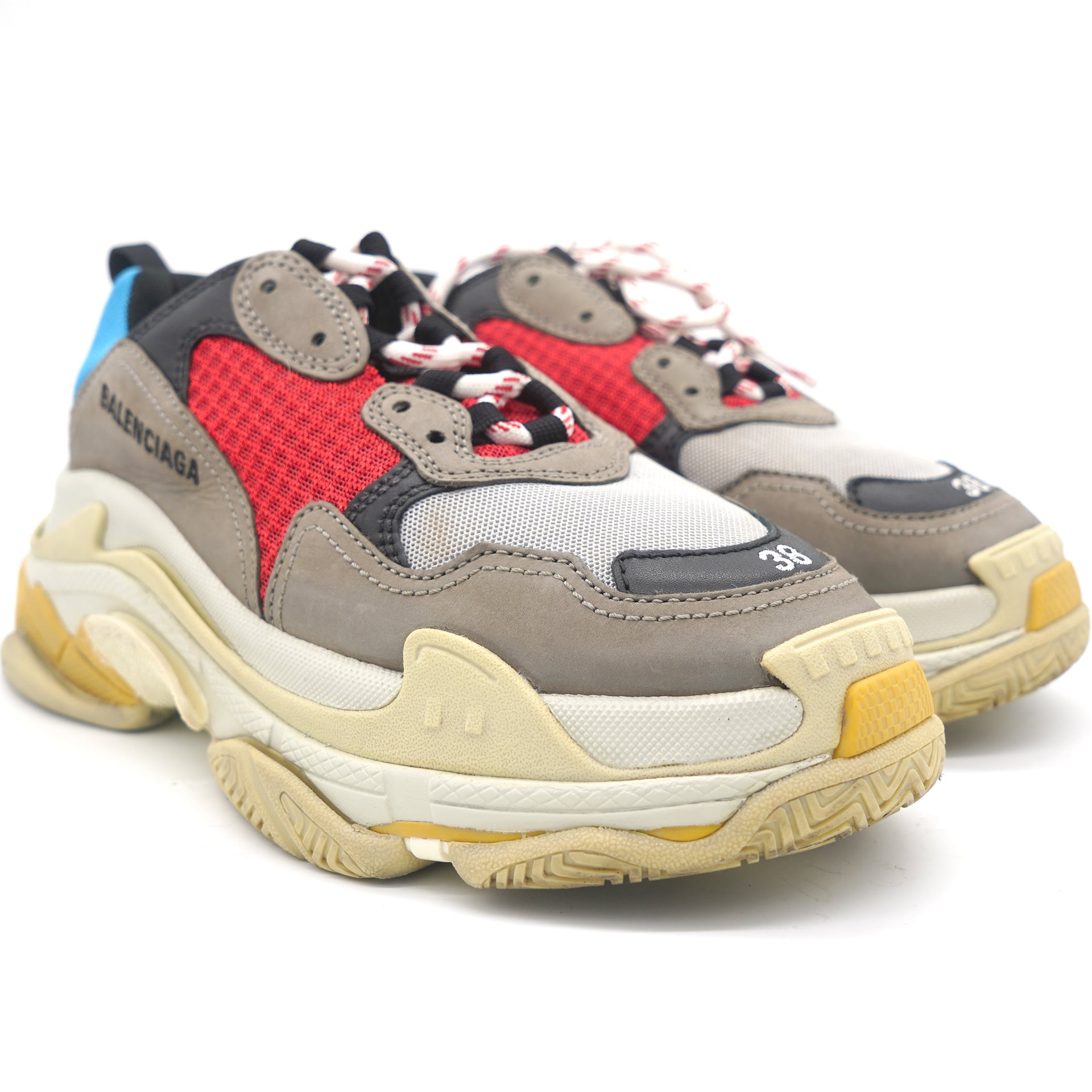 Triple S multi-panel sneakers Red and Blue 38