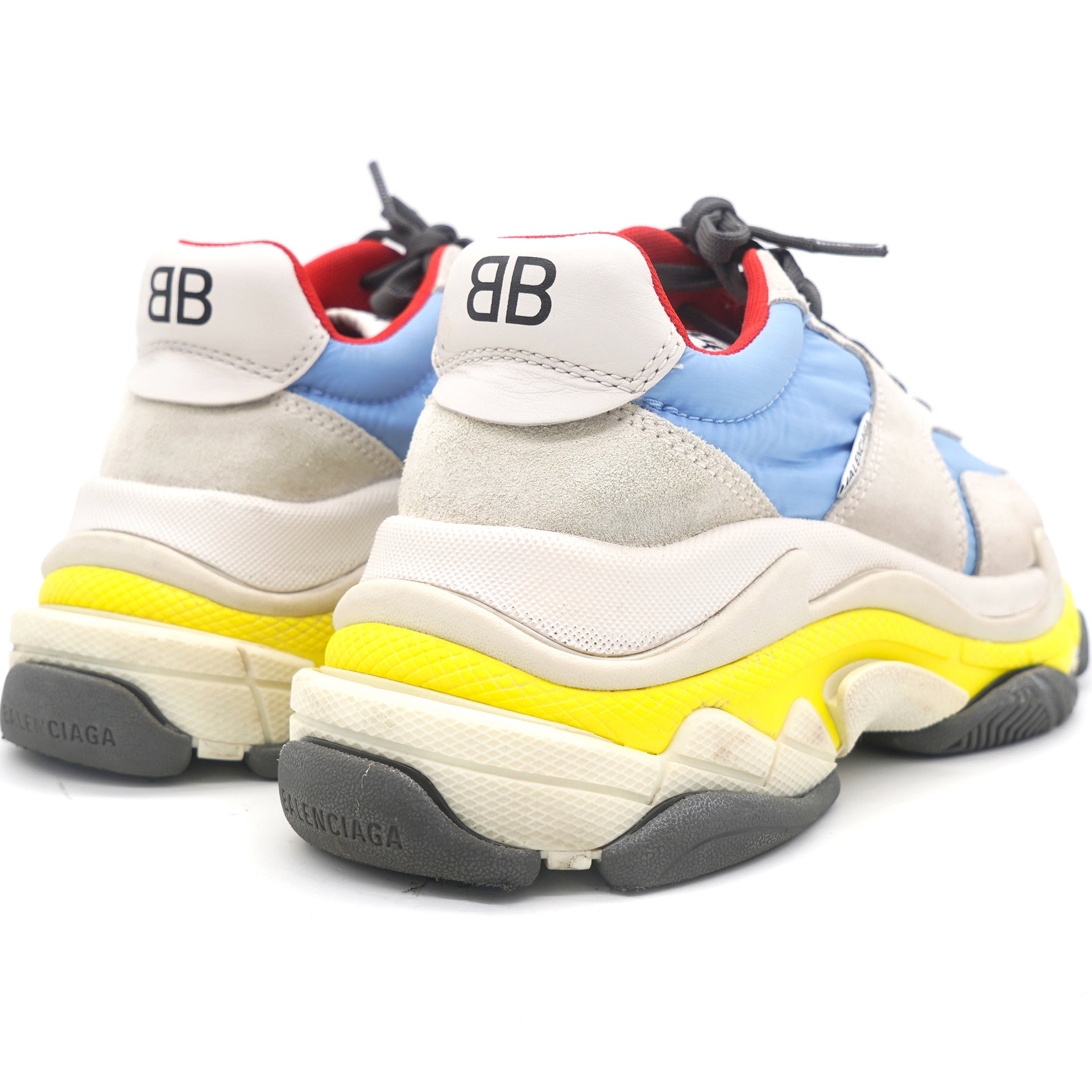 White & Multicolor Suede & Nylon Triple S Sneakers 38