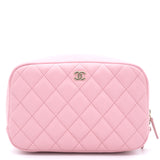CHANEL Caviar Quilted Medium Curvy Pouch Cosmetic Case Pink