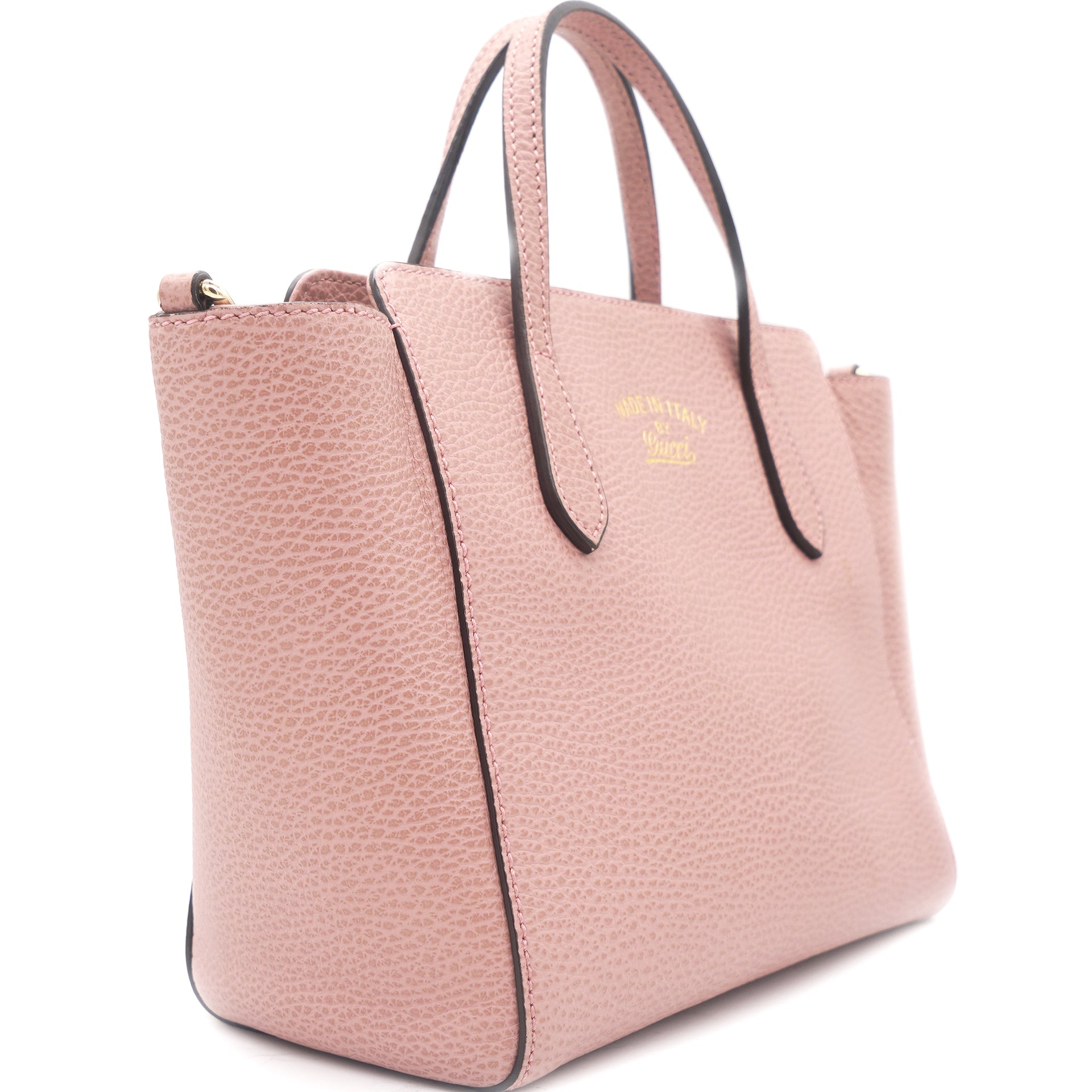 Pink Pebbled Leather Swing Tote