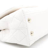White Caviar Leather Mini Coco Top Handle Bag