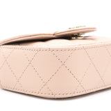 Pink Beige Quilted Caviar Leather Flap Card Holder with Chain