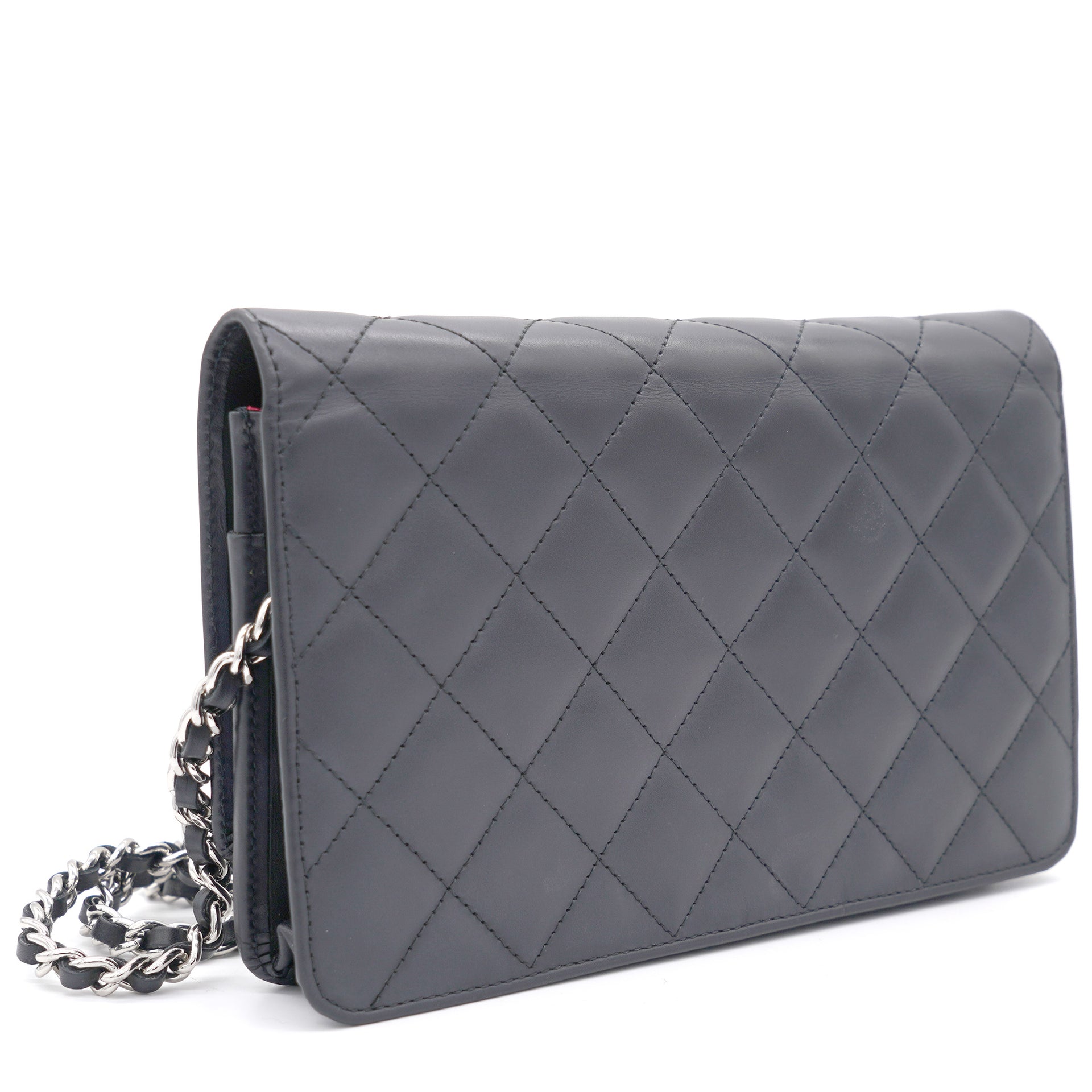 Black Quilted Leather Cambon Ligne Wallet on Chain