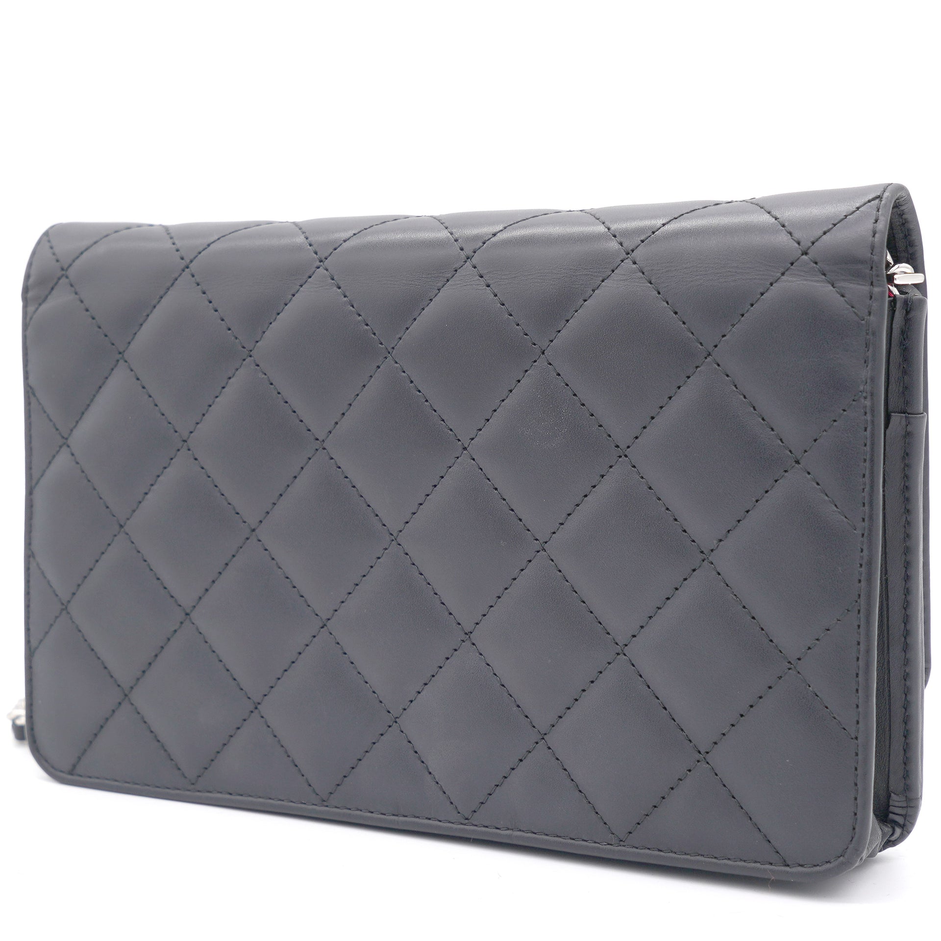 Black Quilted Leather Cambon Ligne Wallet on Chain