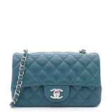 Blue Classic Caviar Leather Rectangular Mini Flap Bag