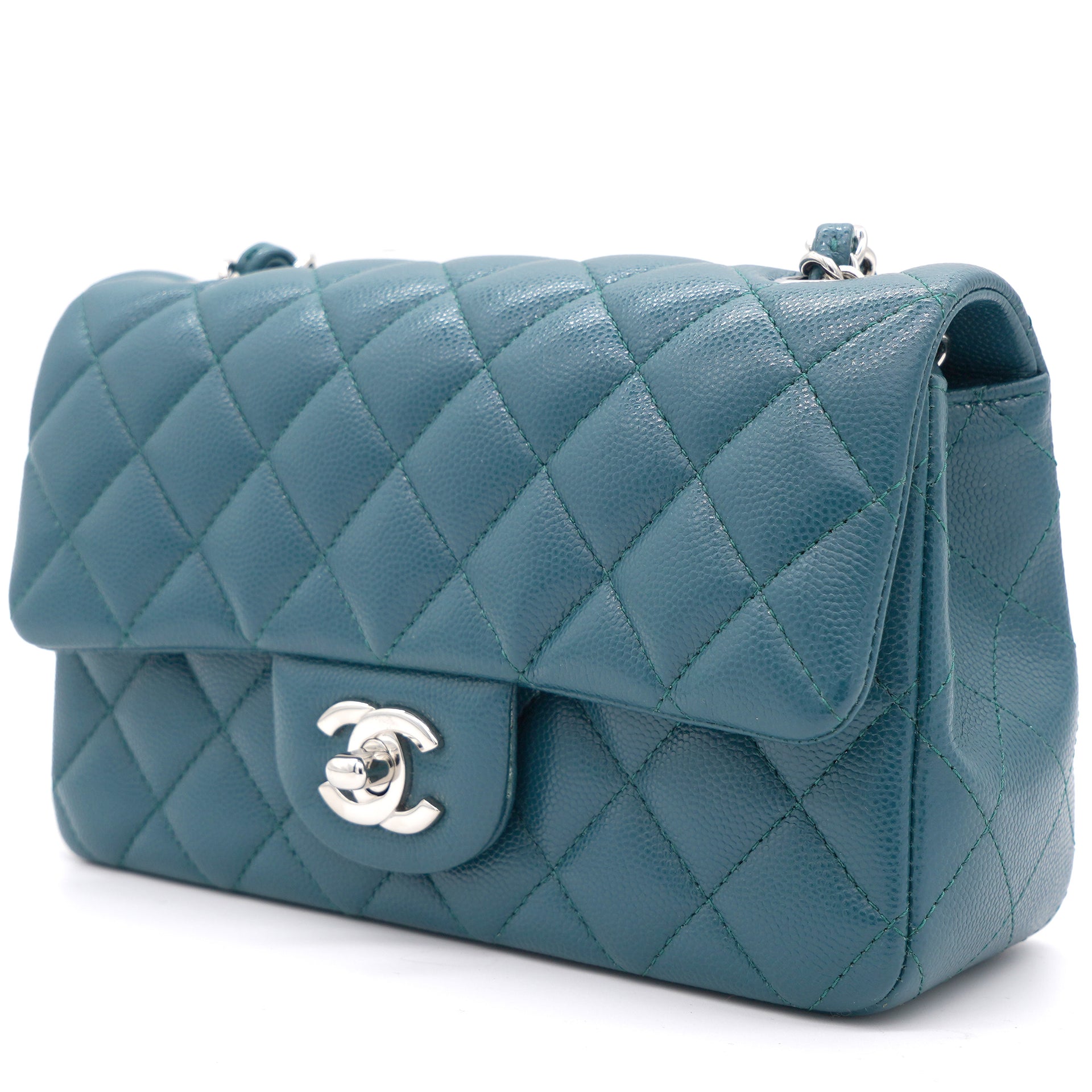 Chanel Blue Classic Caviar Leather Rectangular Mini Flap Bag – STYLISHTOP