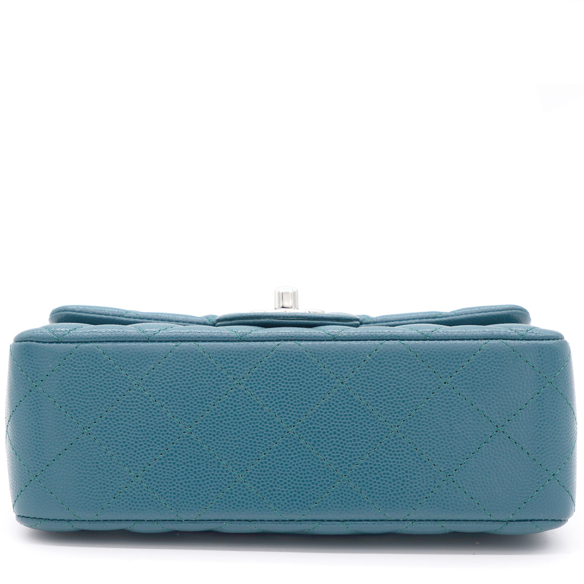Blue Classic Caviar Leather Rectangular Mini Flap Bag