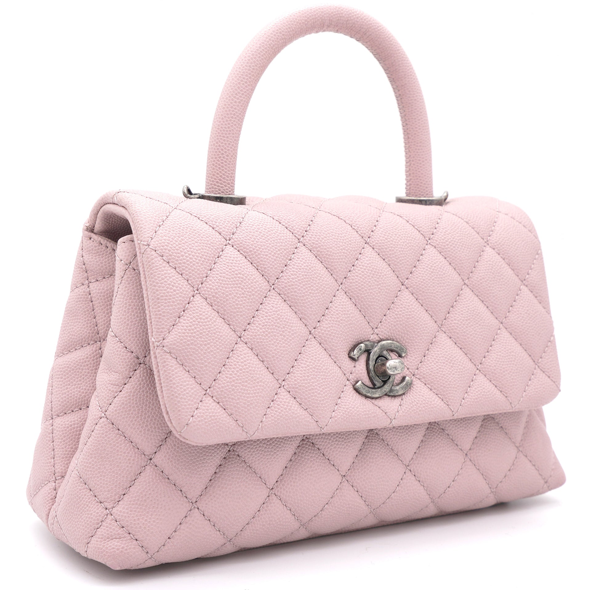 CHANEL Lambskin Quilted Small Top Handle Vanity Case With Chain Dark Pink  790788
