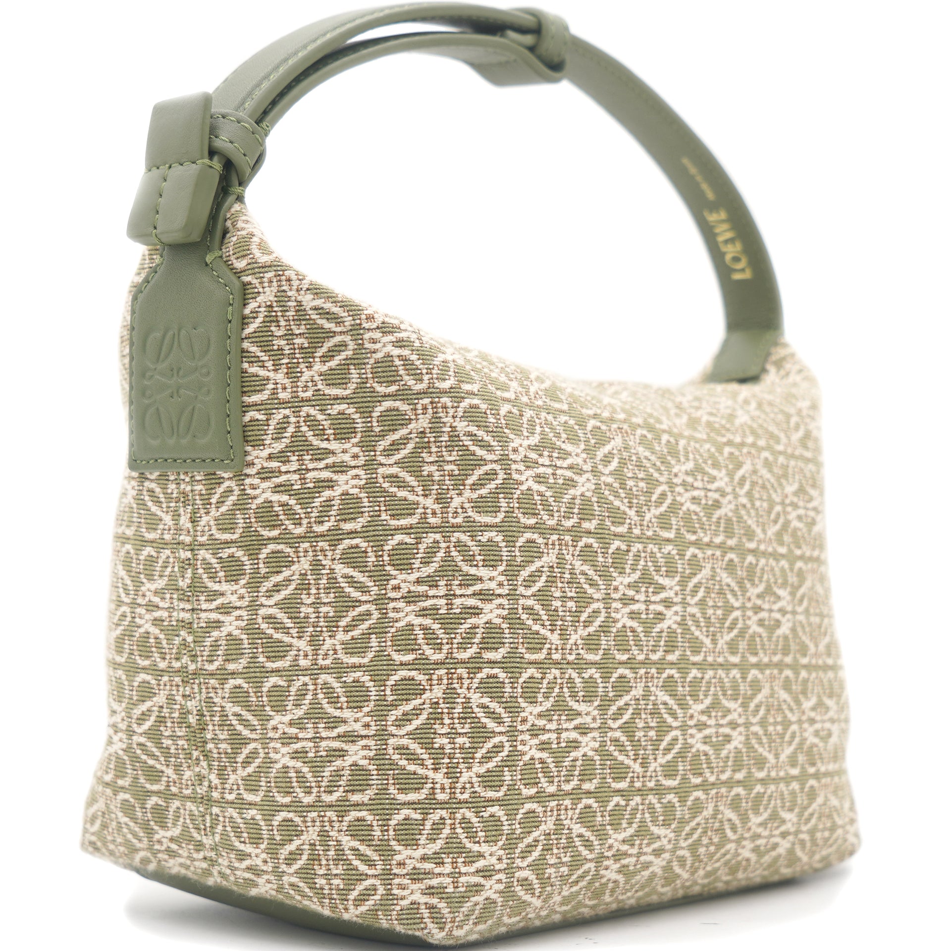 Cubi Anagram small leather-trimmed logo-jacquard tote
