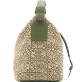 Cubi Anagram Small leather-trimmed logo-jacquard tote Green