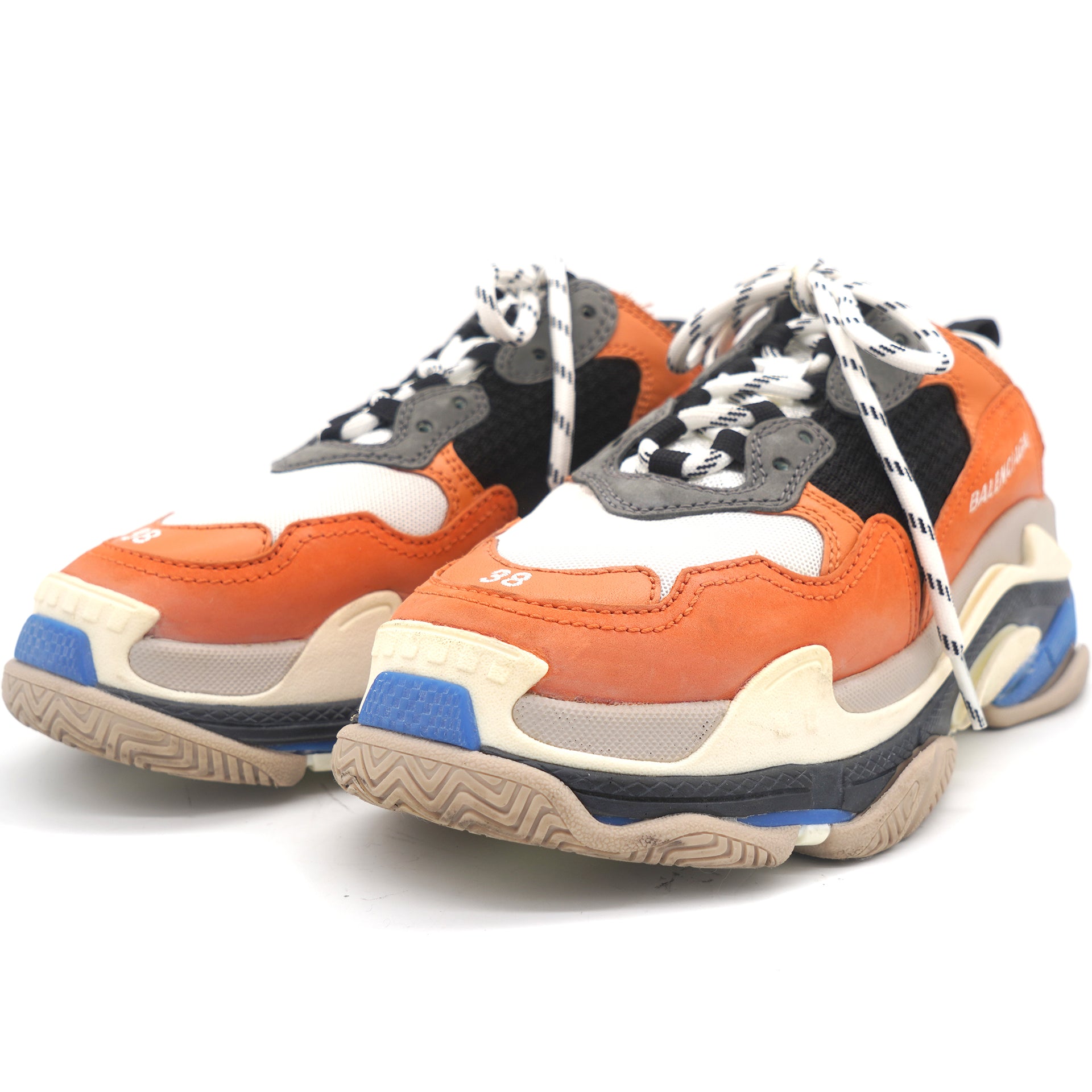 Triple S multi-panel sneakers Oragne and Blue 38