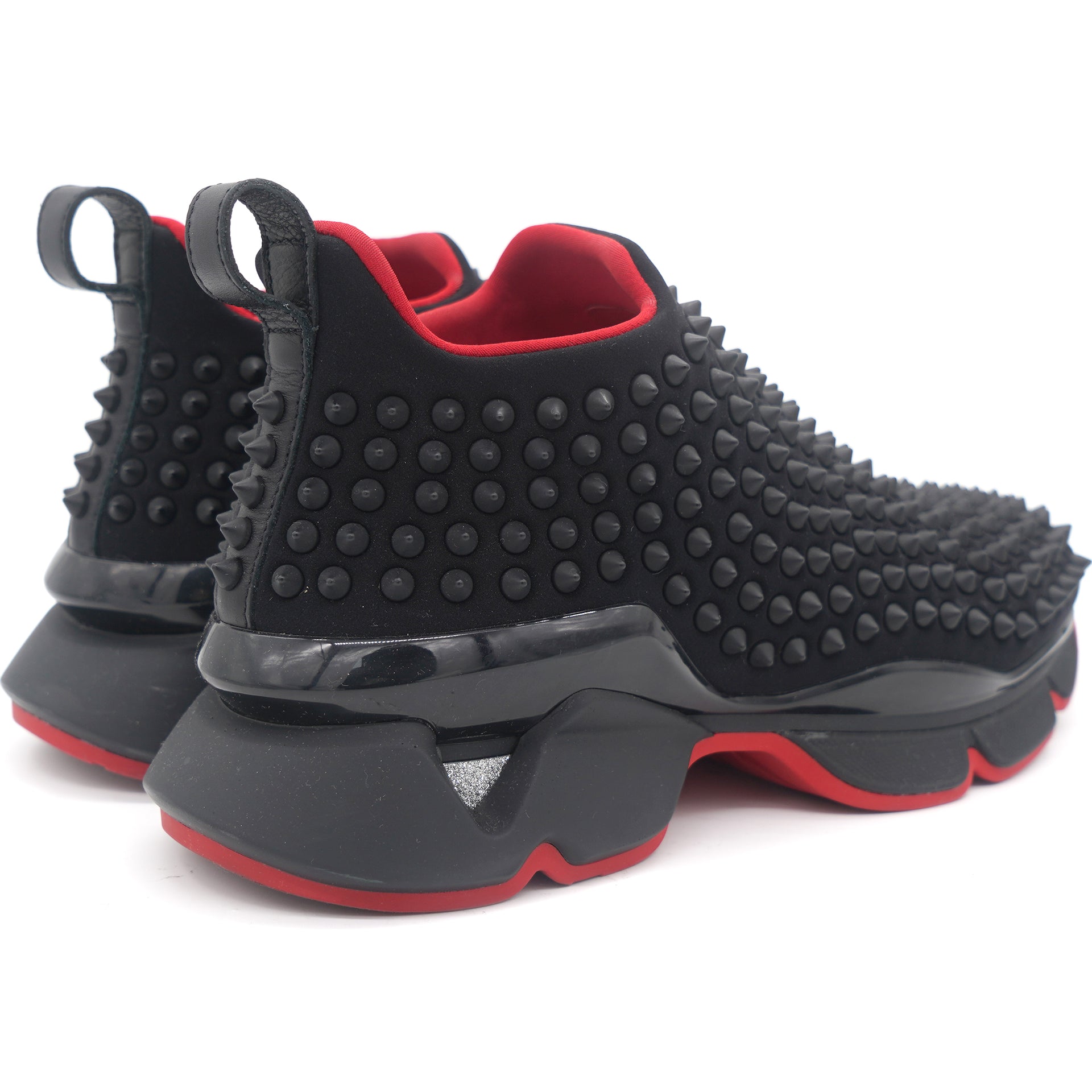 Christian Louboutin black Spike Sock Leather Sneakers
