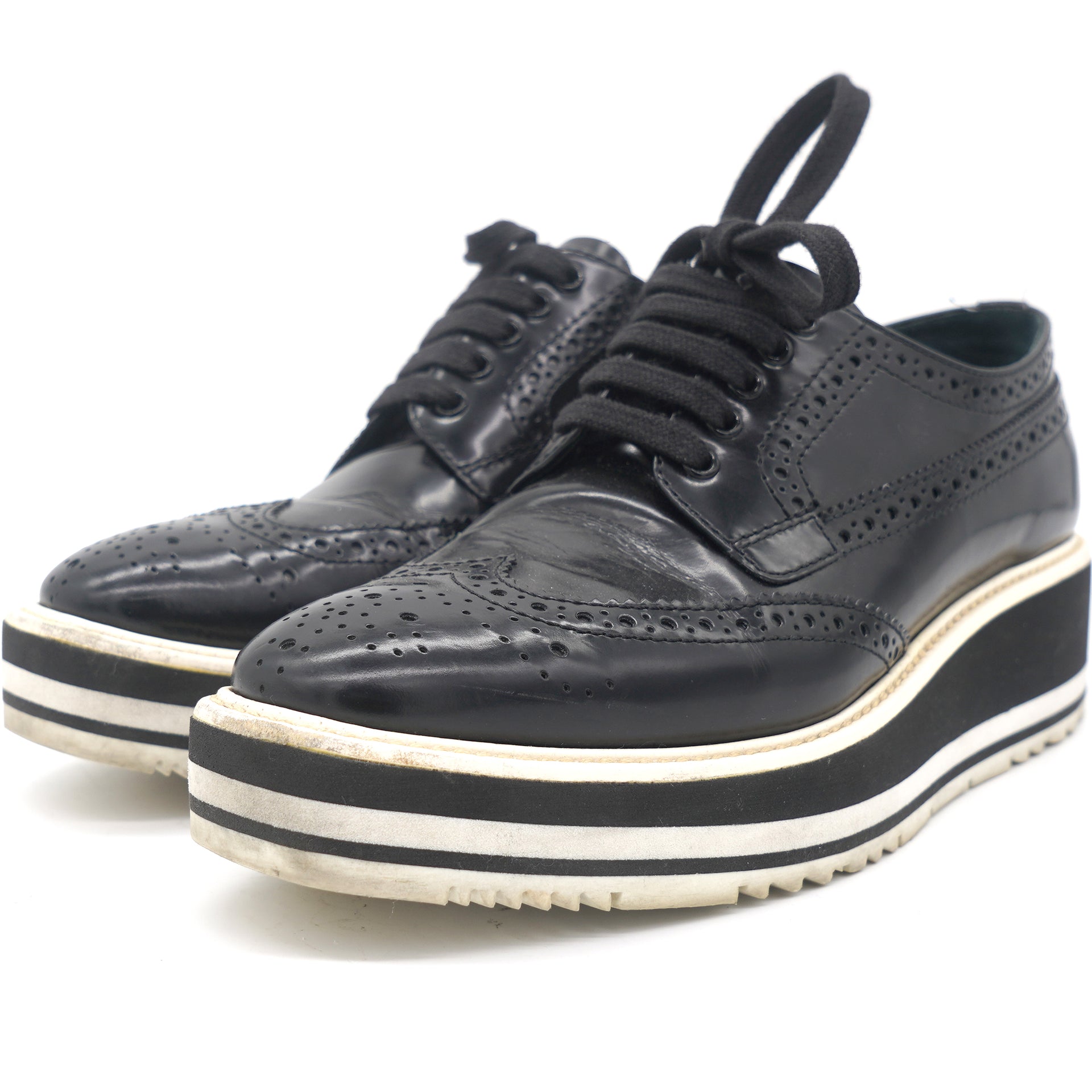 Black Leather Lace-Up Derby Shoes 35.5