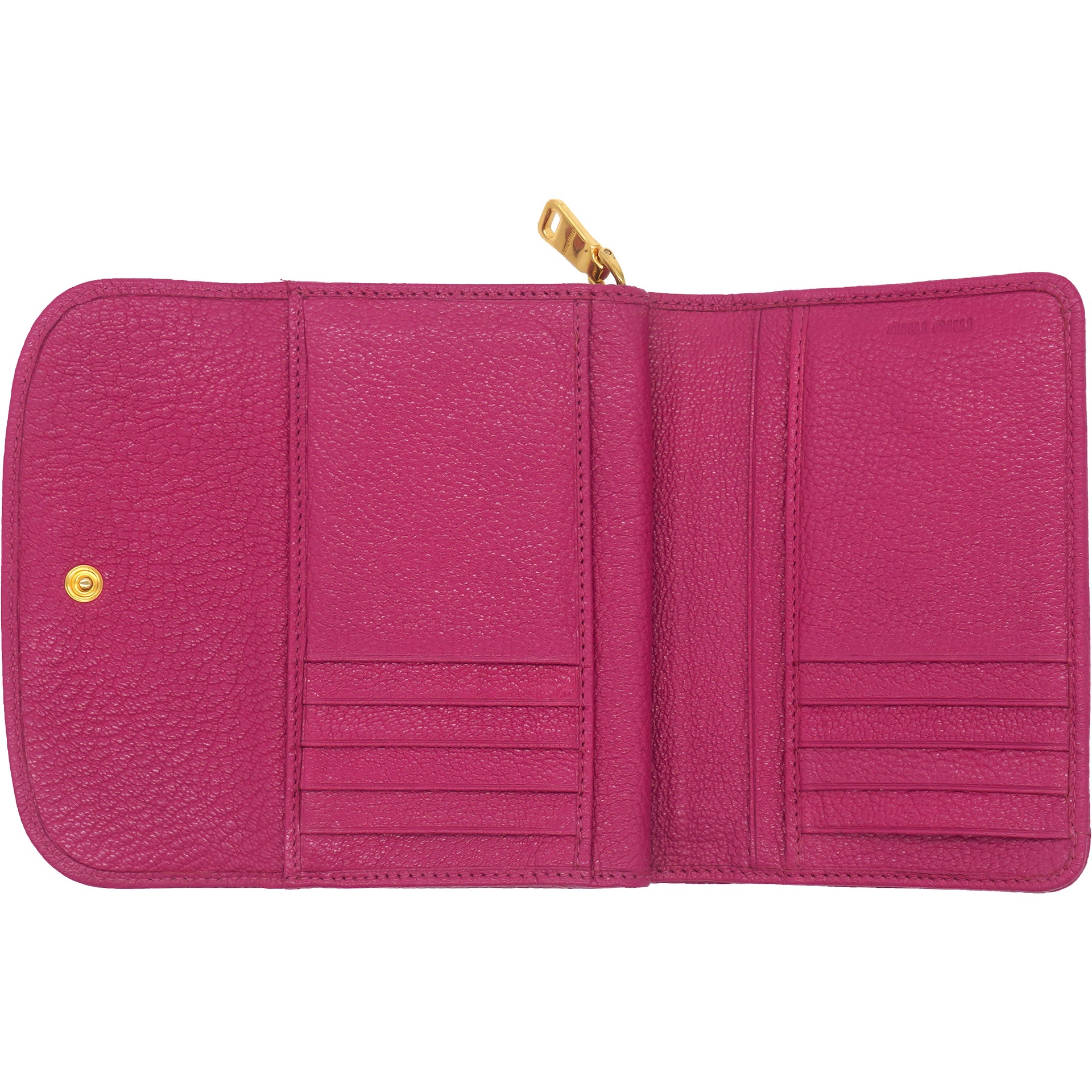 Double Sided purse Tri-fold wallet leather Pink Used Women logo