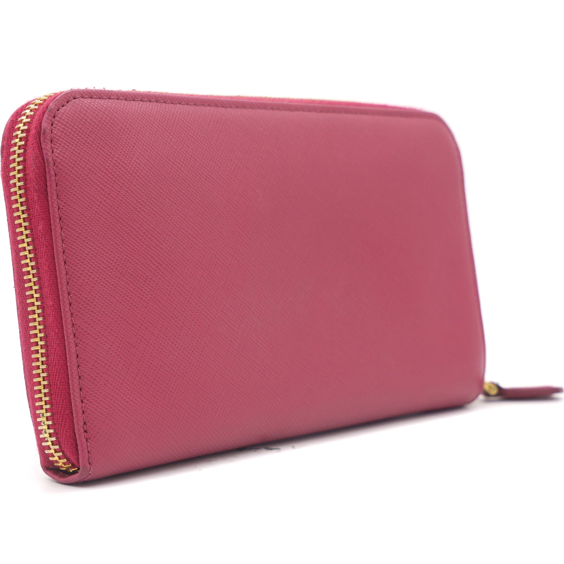 Pink Saffiano Peonia Fiocco Bow Zip Around Wallet