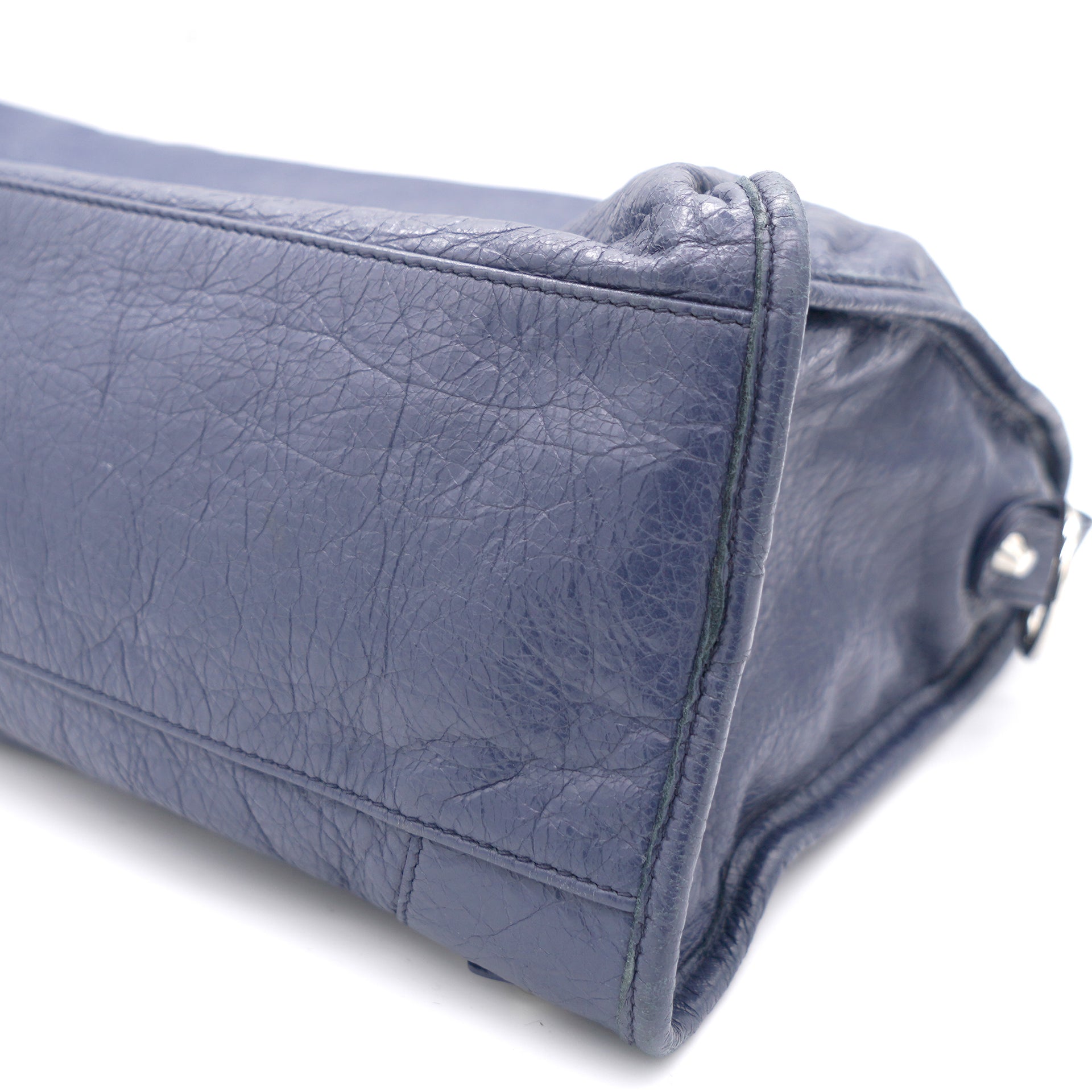 Blue Lambskin Leather Motorcycle City Bag