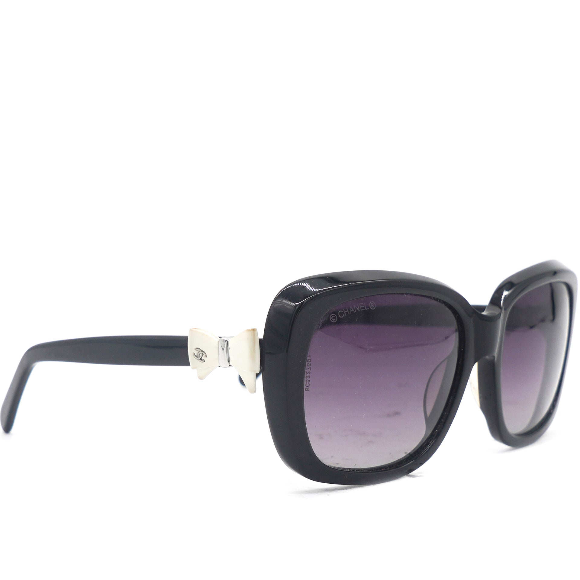 CHANEL Acetate CC Bow Sunglasses 5171 Black White 145600